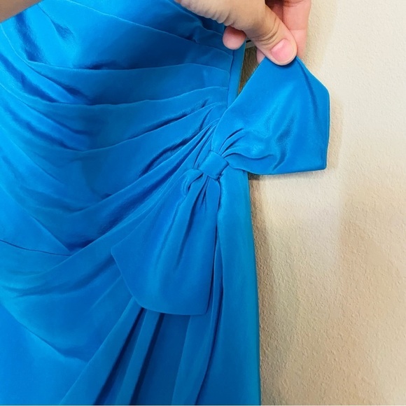 NWT 80’s 90’s Vintage Strapless Blue SILK Cocktail Dress Sz 6 - Picture 7 of 16
